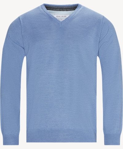 Salina Merino V-neck Knit Sweater Regular fit | Salina Merino V-neck Knit Sweater | Blue